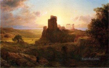 150の主題の芸術作品 Painting - スニオンの遺跡 ギリシャの風景 ハドソン川フレデリック・エドウィン教会